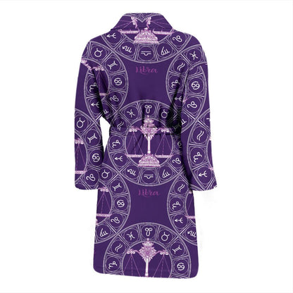 Libra Pattern Print Design 03 Men Bathrobe-JORJUNE.COM