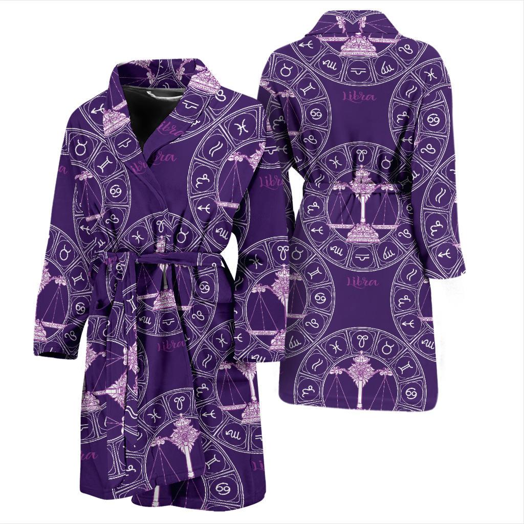Libra Pattern Print Design 03 Men Bathrobe-JORJUNE.COM