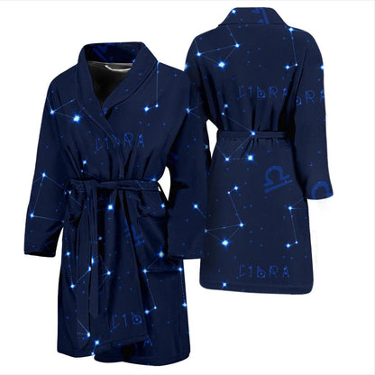Libra Pattern Print Design 04 Men Bathrobe-JORJUNE.COM
