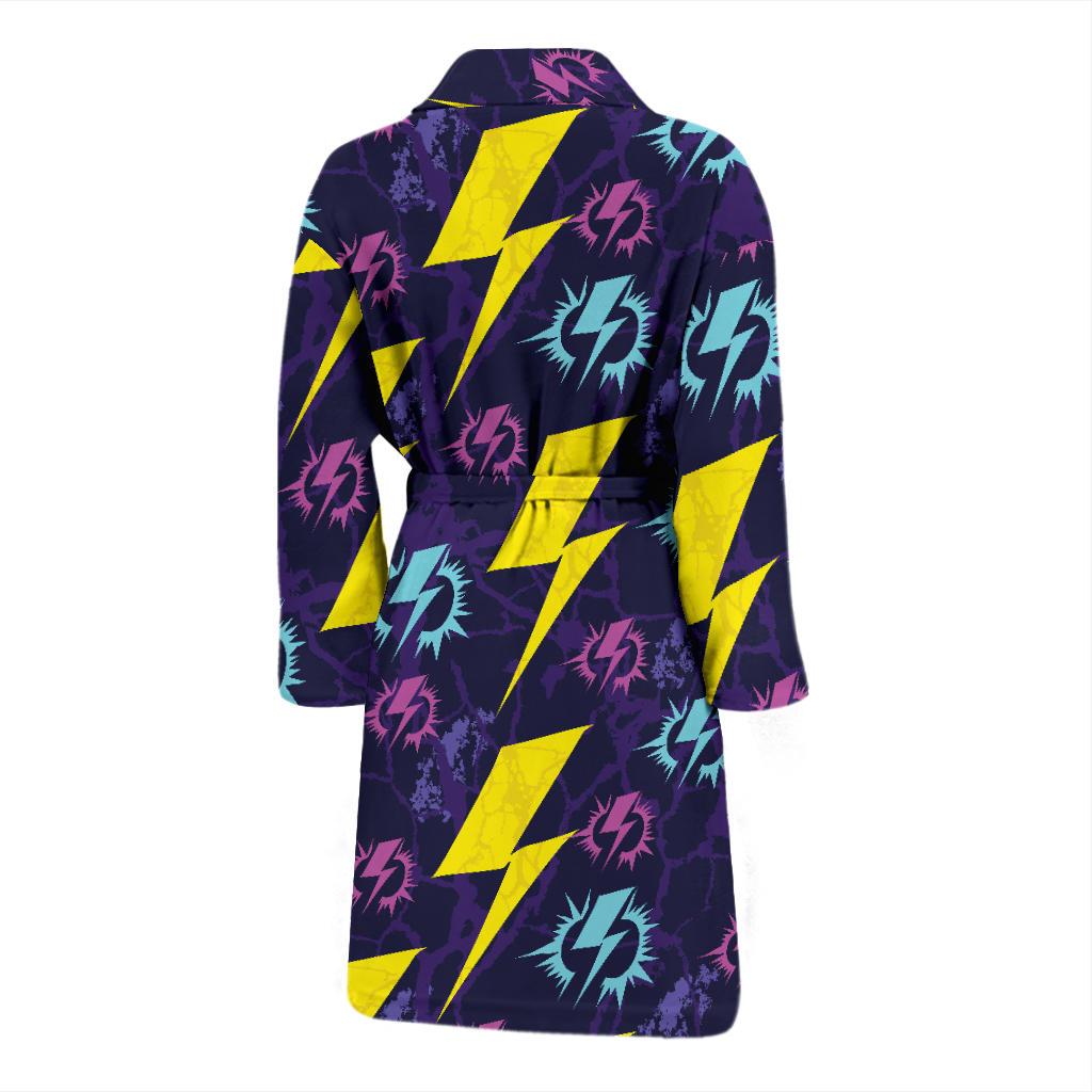 Lightning Thunder Pattern Print Design 01 Men Bathrobe-JORJUNE.COM