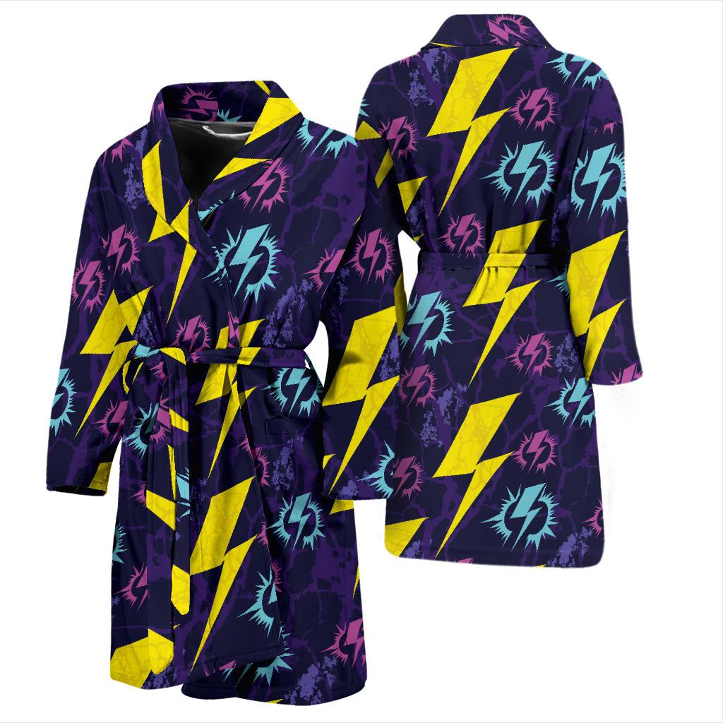 Lightning Thunder Pattern Print Design 01 Men Bathrobe-JORJUNE.COM