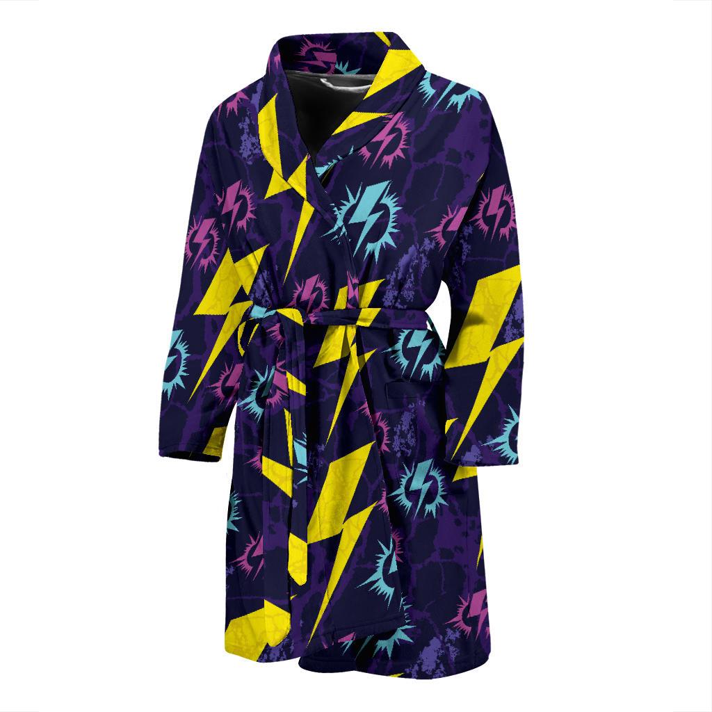 Lightning Thunder Pattern Print Design 01 Men Bathrobe-JORJUNE.COM