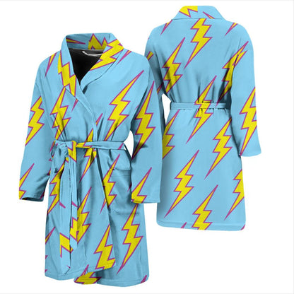 Lightning Thunder Pattern Print Design 02 Men Bathrobe-JORJUNE.COM