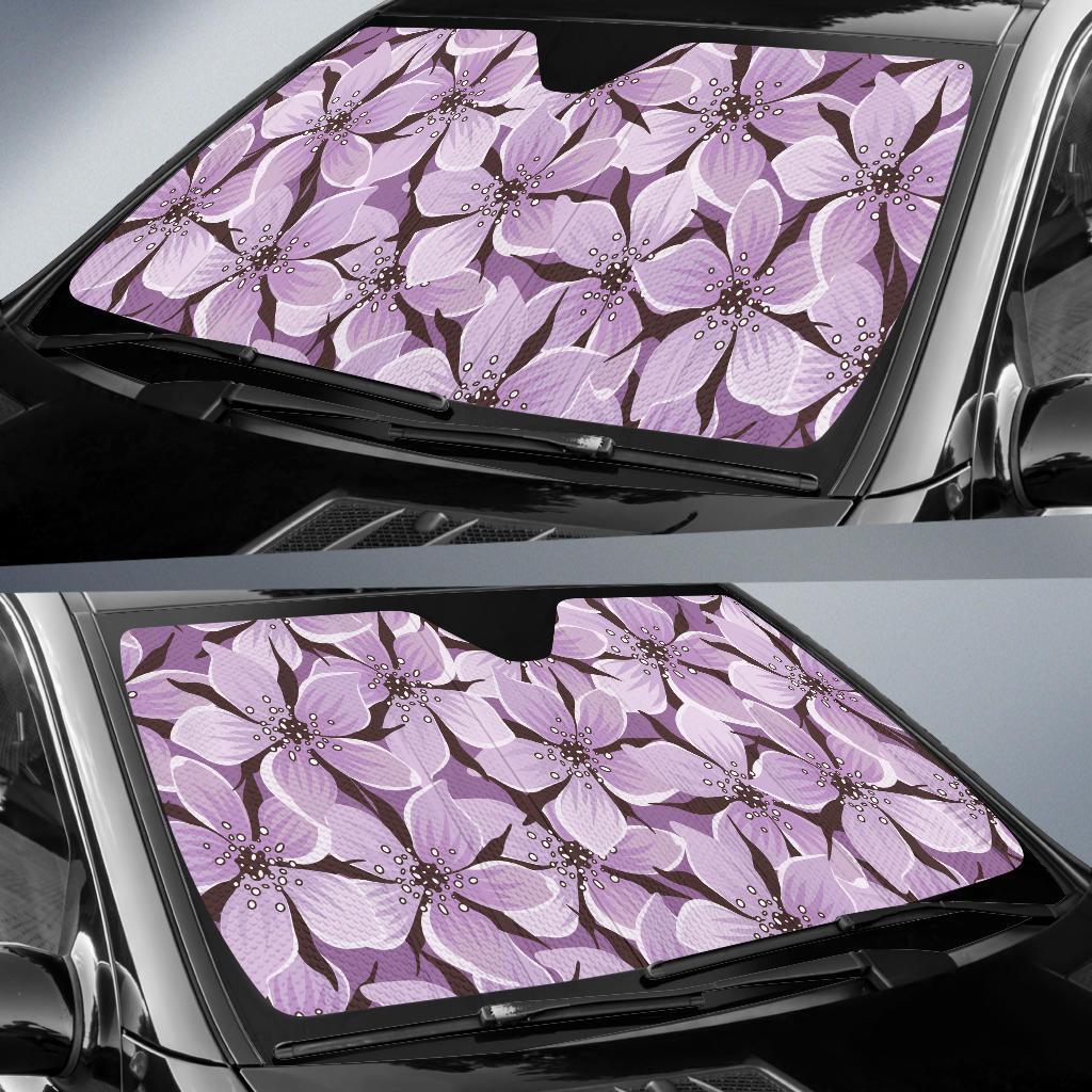 Lilac Pattern Print Design 01 Car Sun Shades-JORJUNE.COM