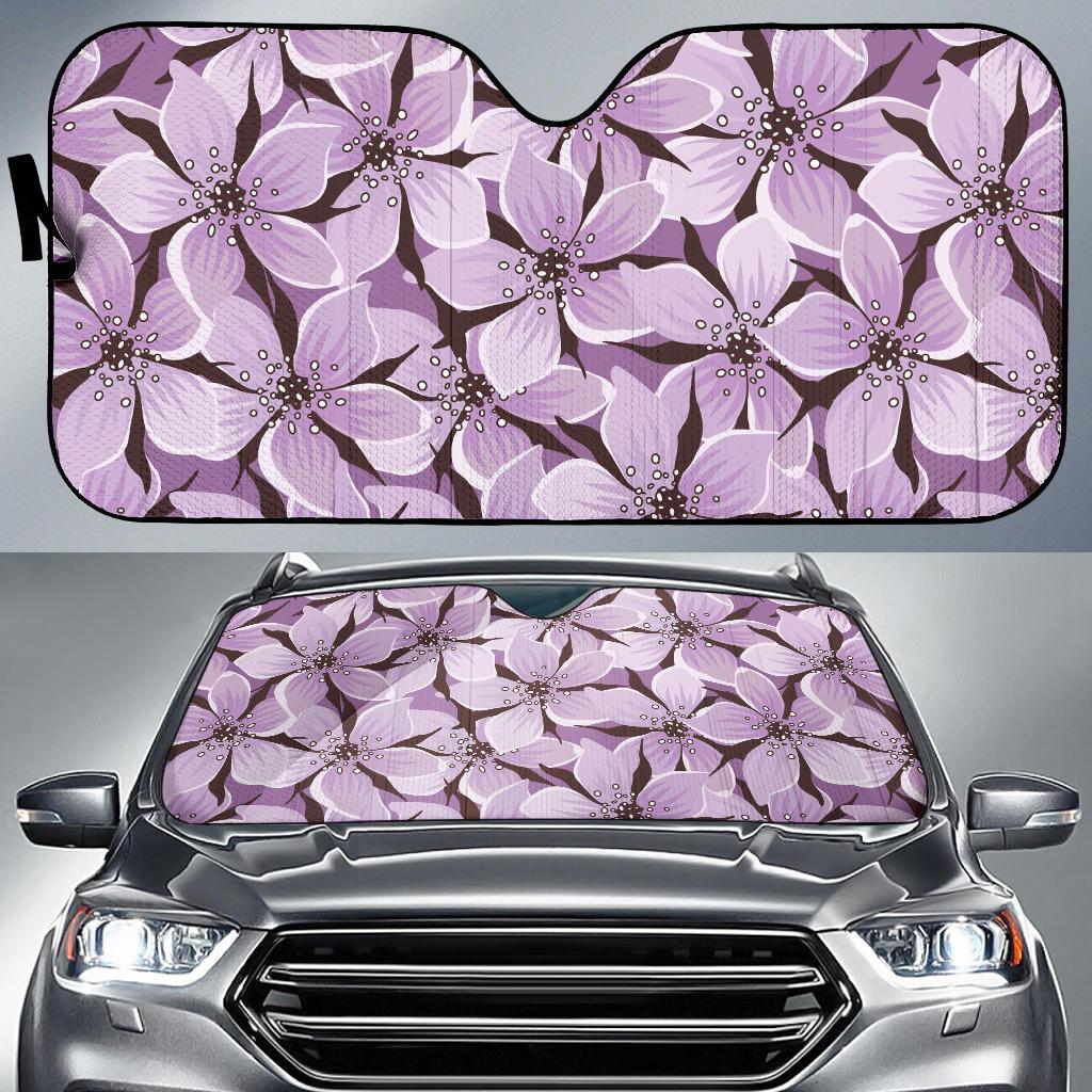 Lilac Pattern Print Design 01 Car Sun Shades-JORJUNE.COM