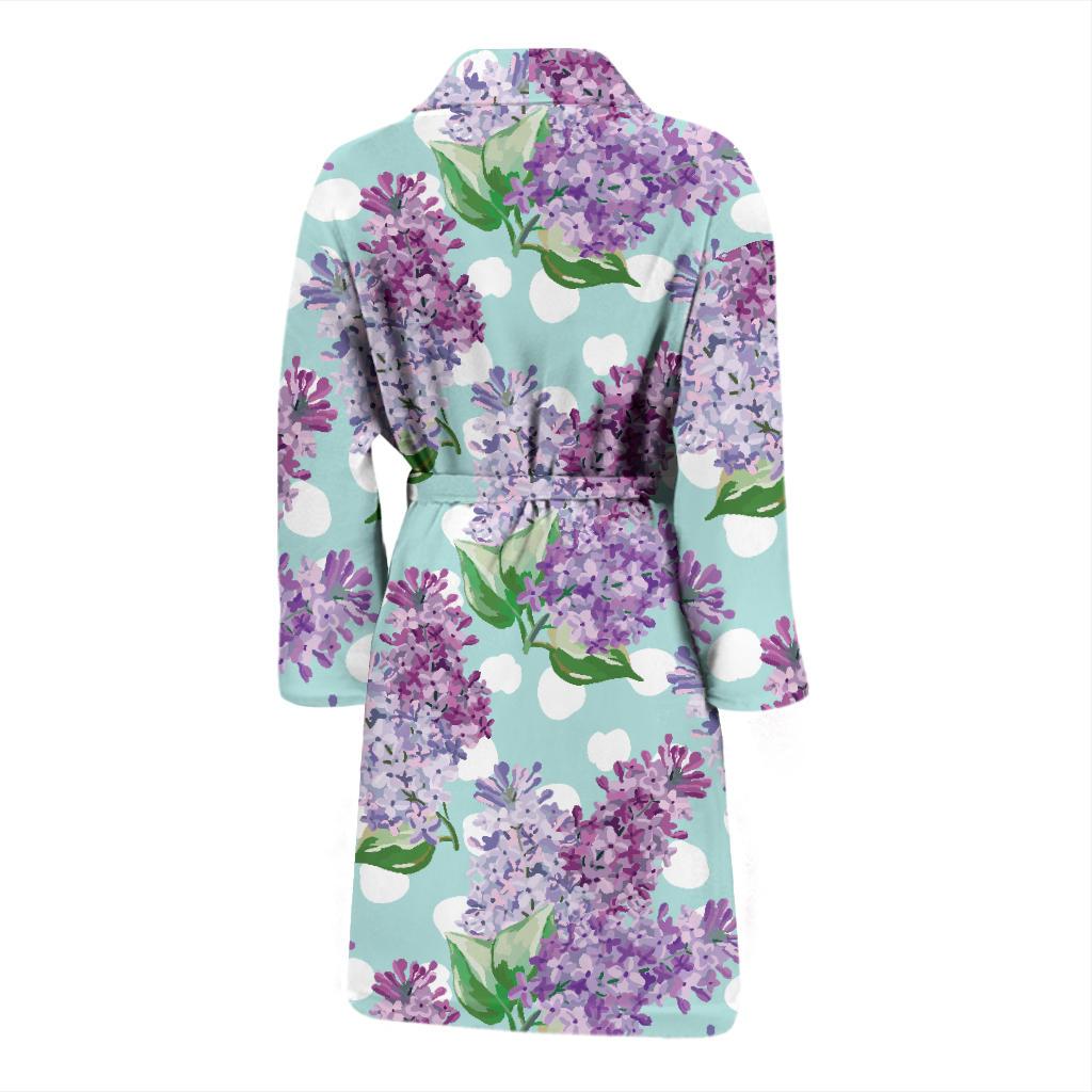 Lilac Pattern Print Design 02 Men Bathrobe-JORJUNE.COM