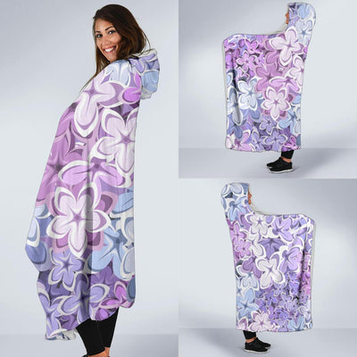 Lilac Pattern Print Design LI01 Hooded Blanket-JORJUNE.COM