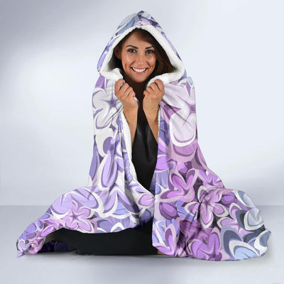 Lilac Pattern Print Design LI01 Hooded Blanket-JORJUNE.COM