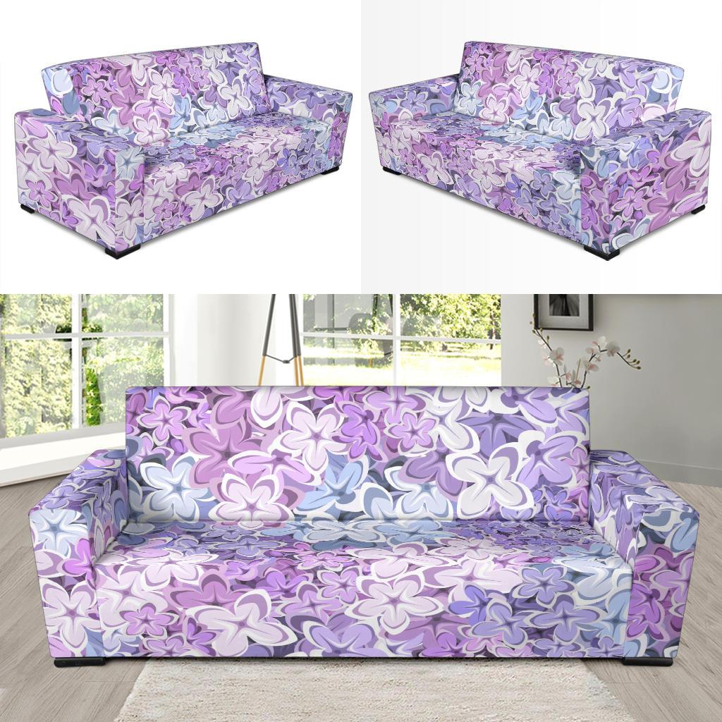 Lilac Pattern Print Design LI01 Sofa Slipcover-JORJUNE.COM