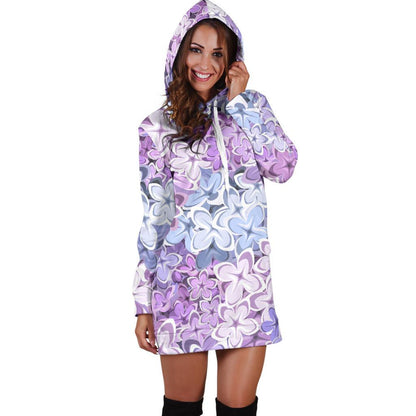 Lilac Pattern Print Design LI01 Women Hoodie Dress