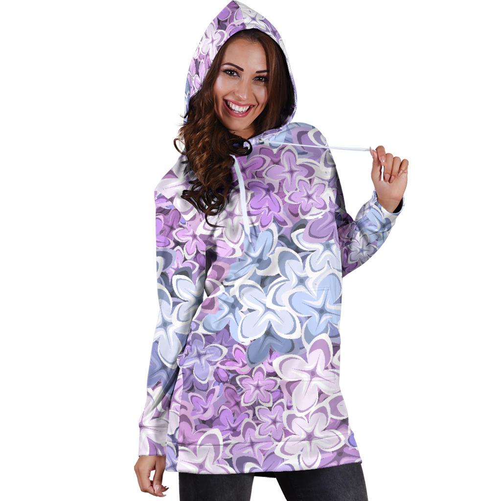 Lilac Pattern Print Design LI01 Women Hoodie Dress