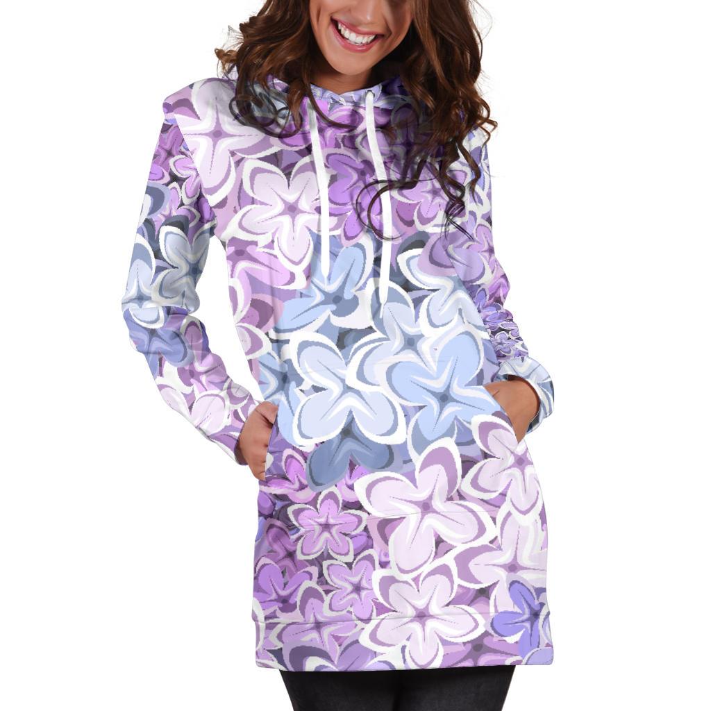 Lilac Pattern Print Design LI01 Women Hoodie Dress