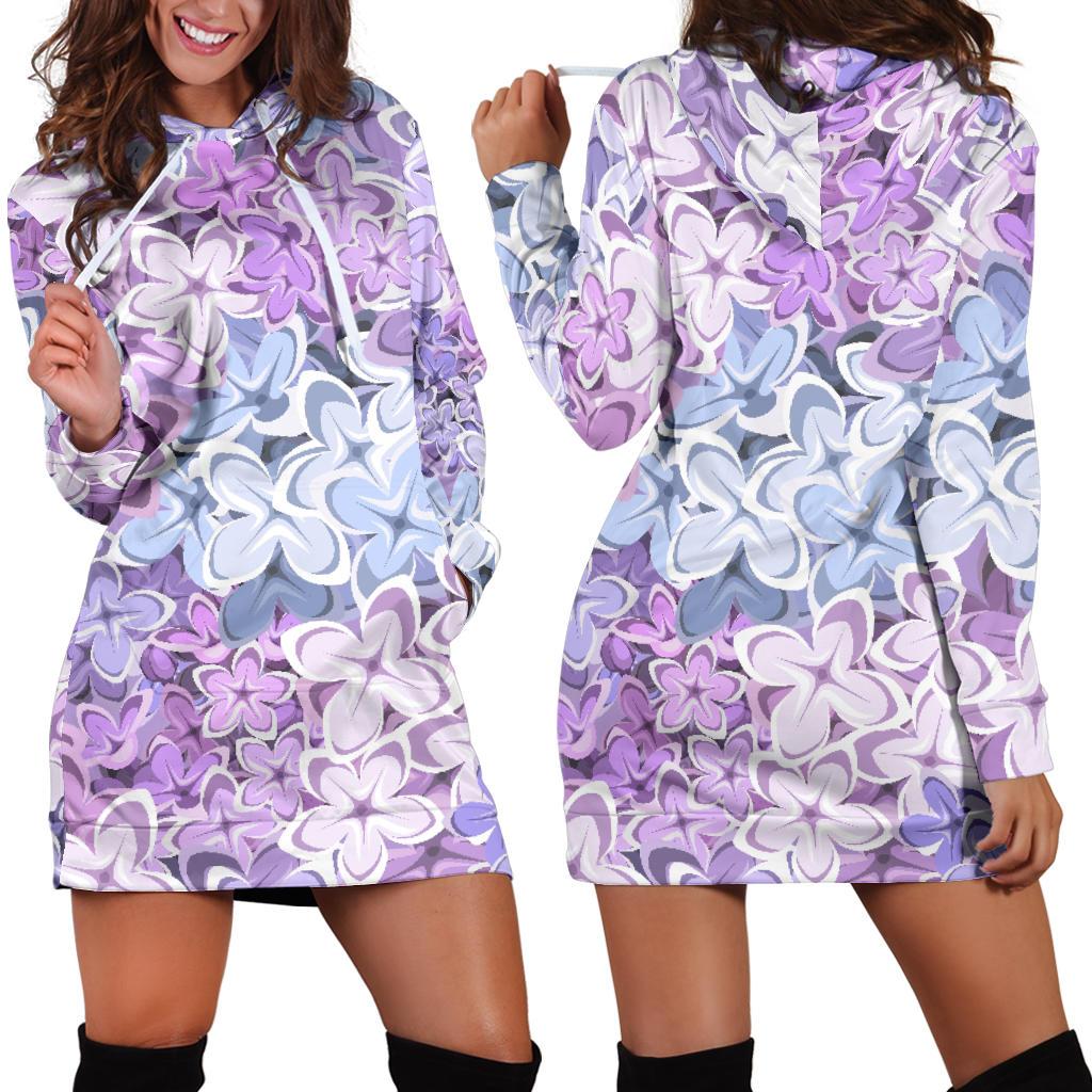 Lilac Pattern Print Design LI01 Women Hoodie Dress