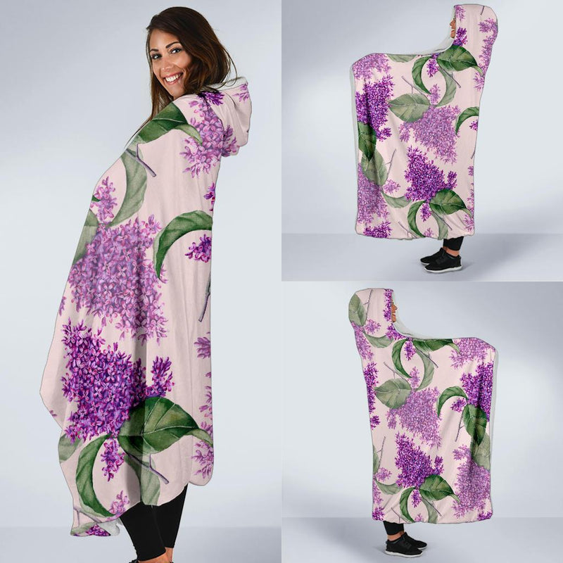 Lilac Pattern Print Design LI02 Hooded Blanket-JORJUNE.COM