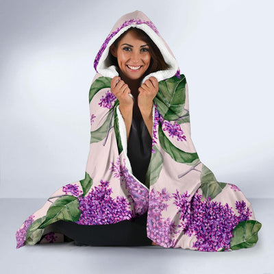 Lilac Pattern Print Design LI02 Hooded Blanket-JORJUNE.COM