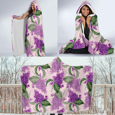 Lilac Pattern Print Design LI02 Hooded Blanket-JORJUNE.COM