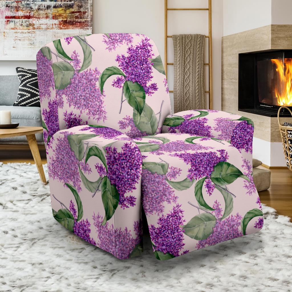 Lilac Pattern Print Design LI02 Recliner Slipcover-JORJUNE.COM