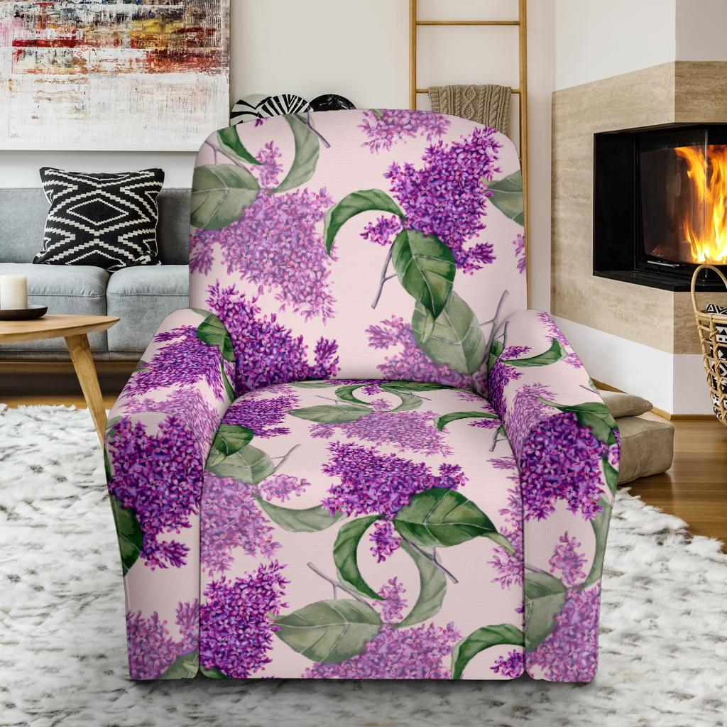 Lilac Pattern Print Design LI02 Recliner Slipcover-JORJUNE.COM