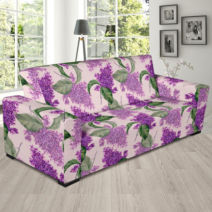 Lilac Pattern Print Design LI02 Sofa Slipcover-JORJUNE.COM