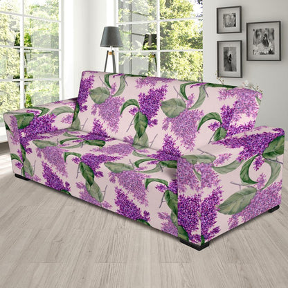 Lilac Pattern Print Design LI02 Sofa Slipcover-JORJUNE.COM