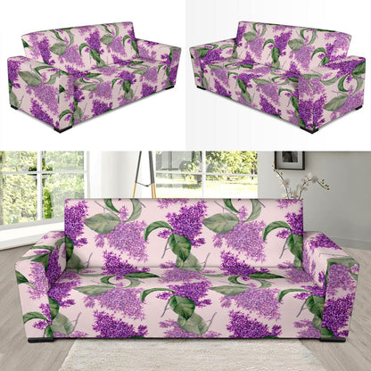 Lilac Pattern Print Design LI02 Sofa Slipcover-JORJUNE.COM