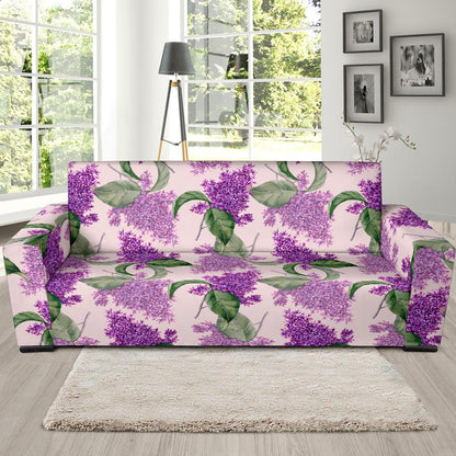 Lilac Pattern Print Design LI02 Sofa Slipcover-JORJUNE.COM