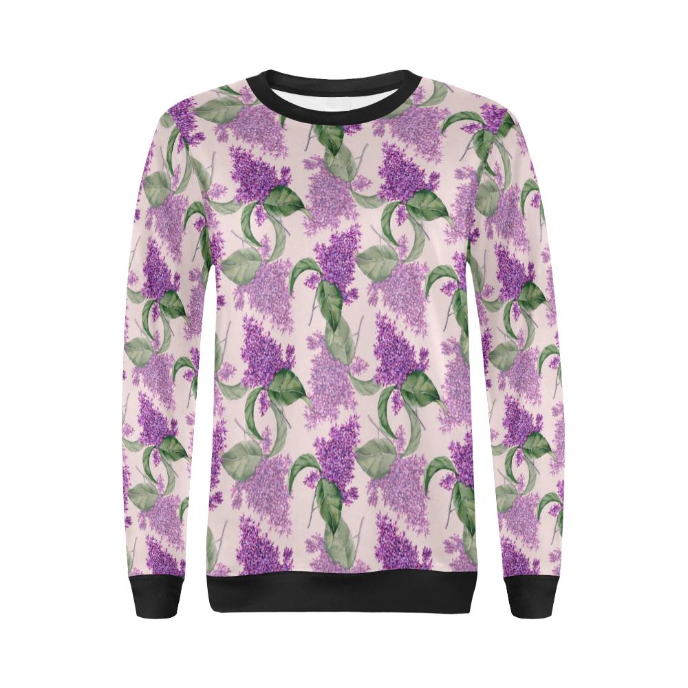 Lilac Pattern Print Design LI02 Women Long Sleeve Sweatshirt-JorJune