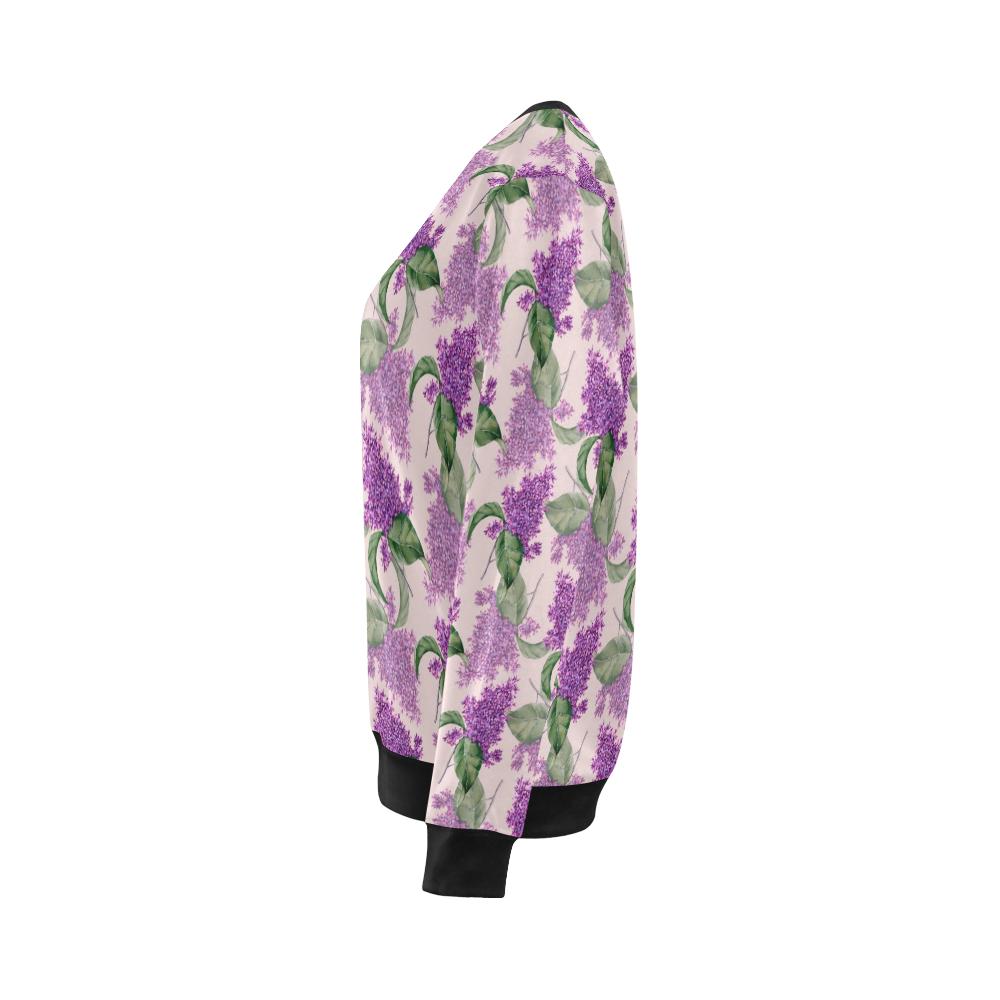 Lilac Pattern Print Design LI02 Women Long Sleeve Sweatshirt-JorJune