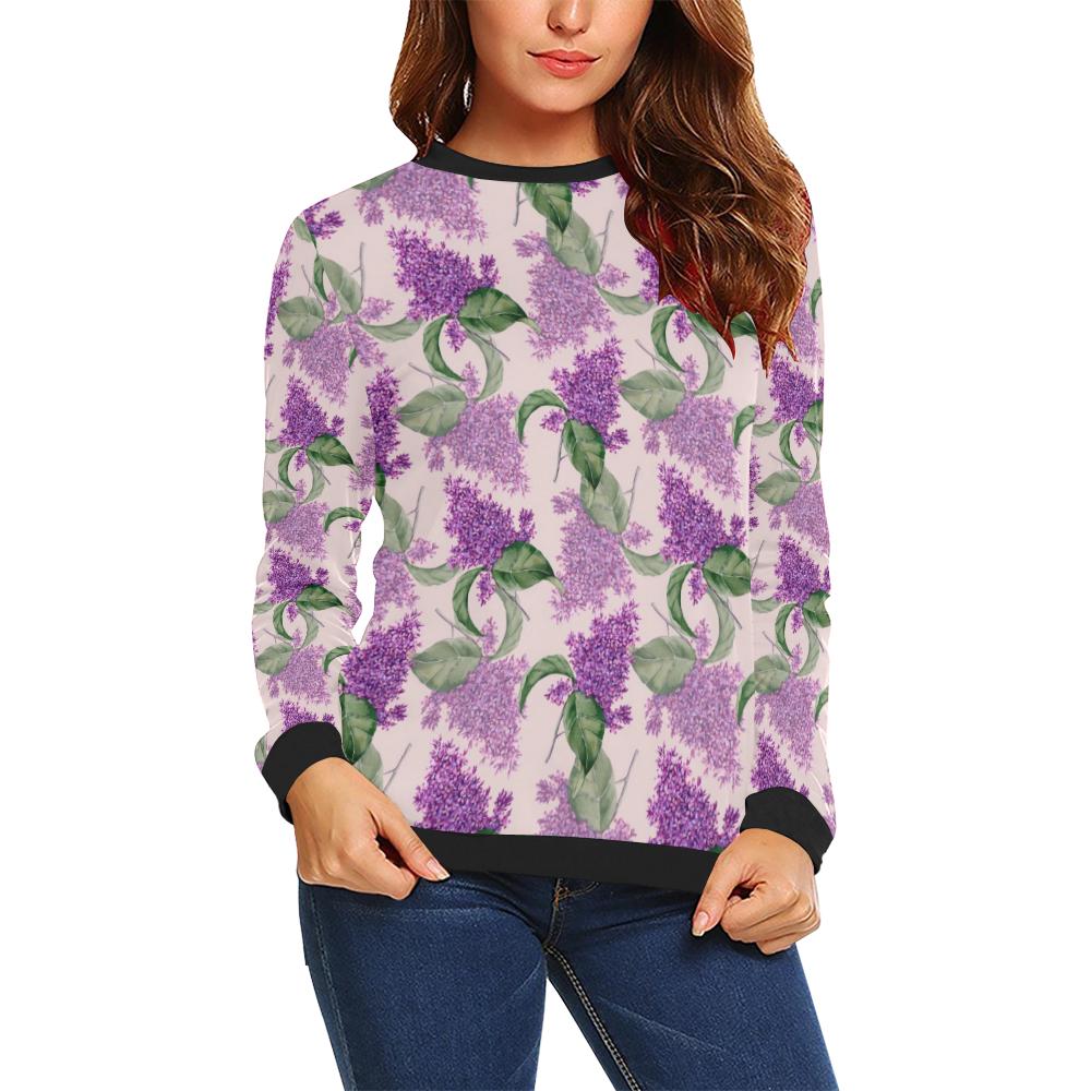 Lilac Pattern Print Design LI02 Women Long Sleeve Sweatshirt-JorJune
