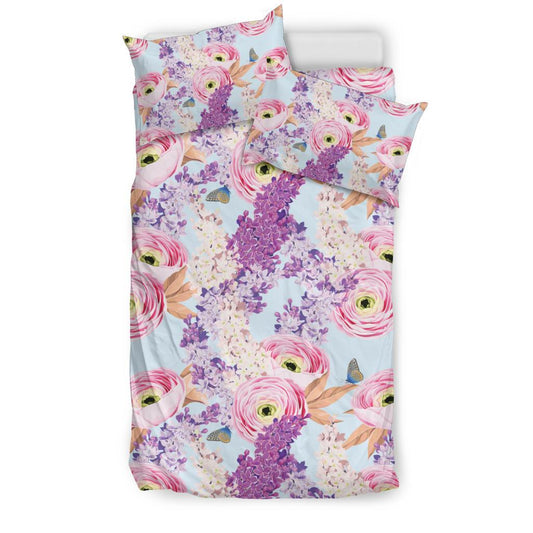 Lilac Pattern Print Design LI03 Duvet Cover Bedding Set-JORJUNE.COM