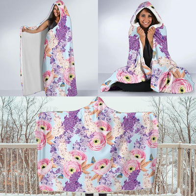 Lilac Pattern Print Design LI03 Hooded Blanket-JORJUNE.COM