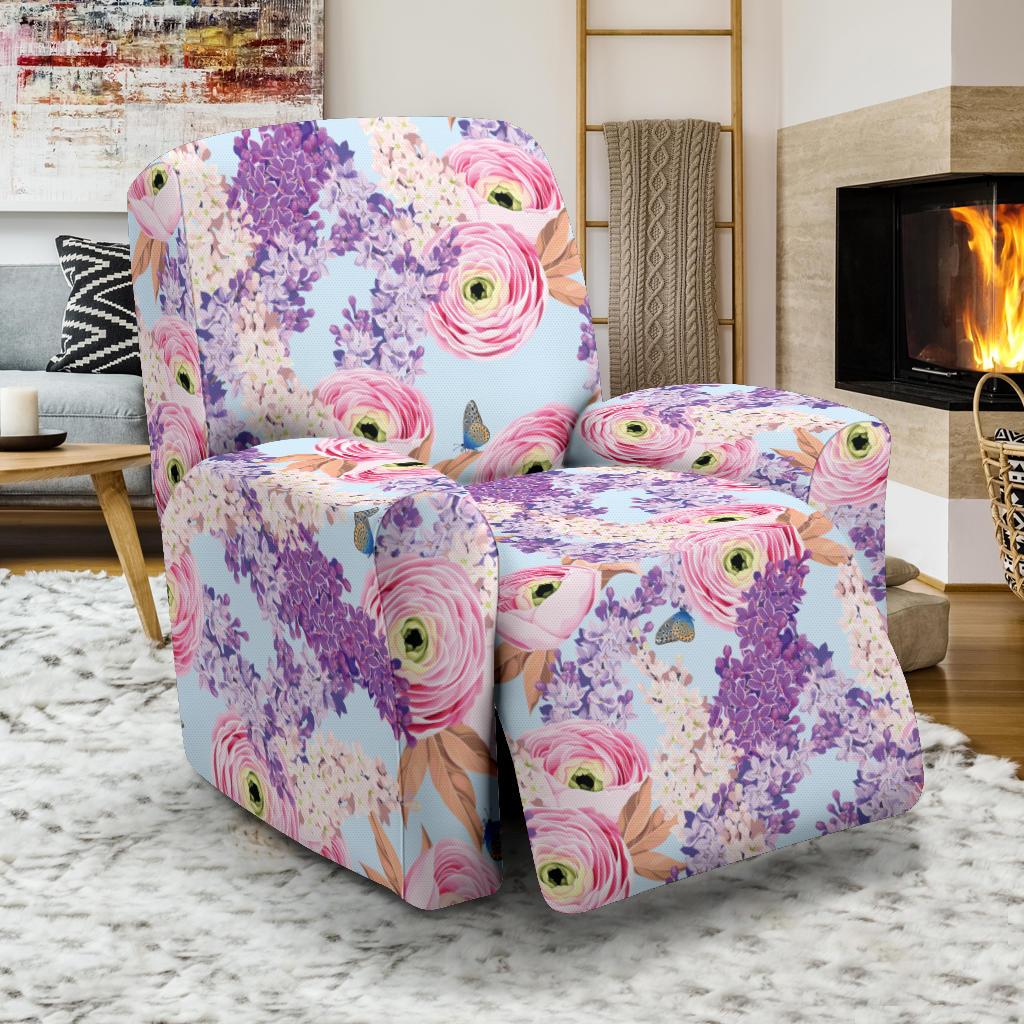 Lilac Pattern Print Design LI03 Recliner Slipcover-JORJUNE.COM