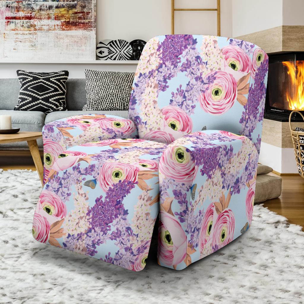 Lilac Pattern Print Design LI03 Recliner Slipcover-JORJUNE.COM