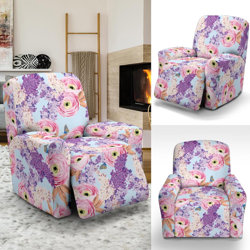 Lilac Pattern Print Design LI03 Recliner Slipcover-JORJUNE.COM