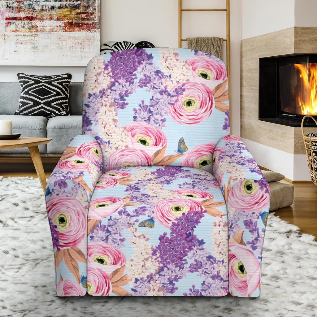 Lilac Pattern Print Design LI03 Recliner Slipcover-JORJUNE.COM