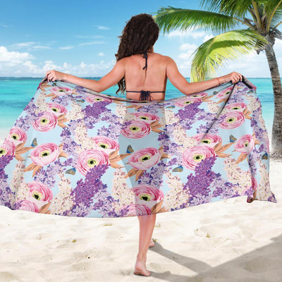 Lilac Pattern Print Design LI03 Sarong Pareo Wrap-JORJUNE.COM