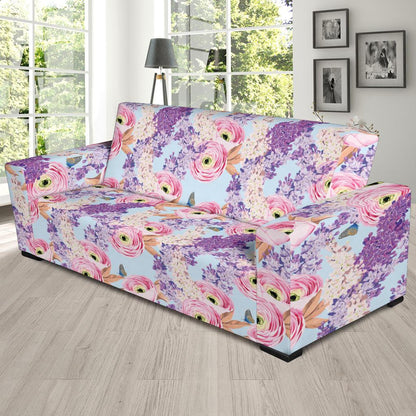 Lilac Pattern Print Design LI03 Sofa Slipcover-JORJUNE.COM