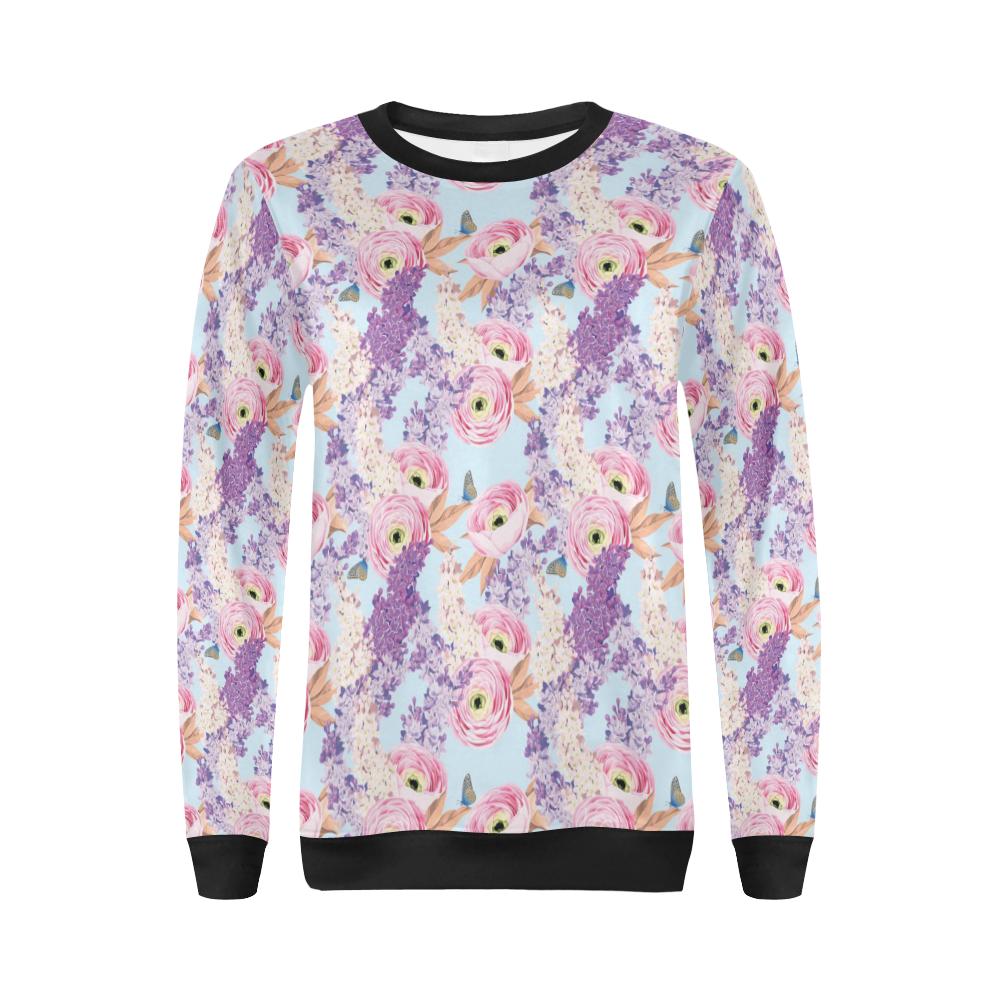 Lilac Pattern Print Design LI03 Women Long Sleeve Sweatshirt-JorJune