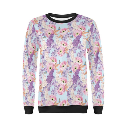Lilac Pattern Print Design LI03 Women Long Sleeve Sweatshirt-JorJune