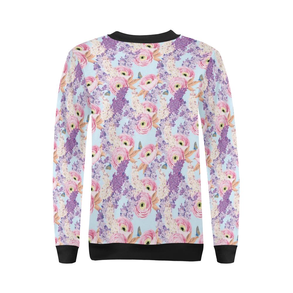 Lilac Pattern Print Design LI03 Women Long Sleeve Sweatshirt-JorJune