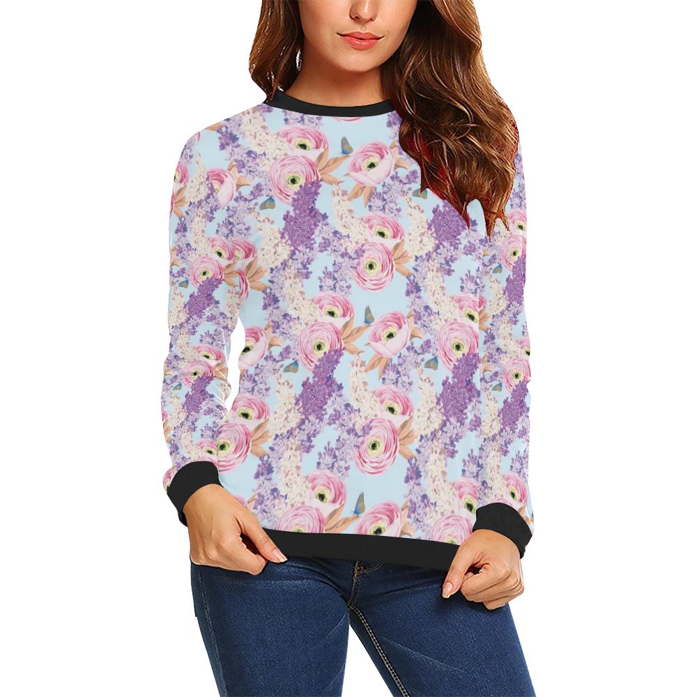 Lilac Pattern Print Design LI03 Women Long Sleeve Sweatshirt-JorJune