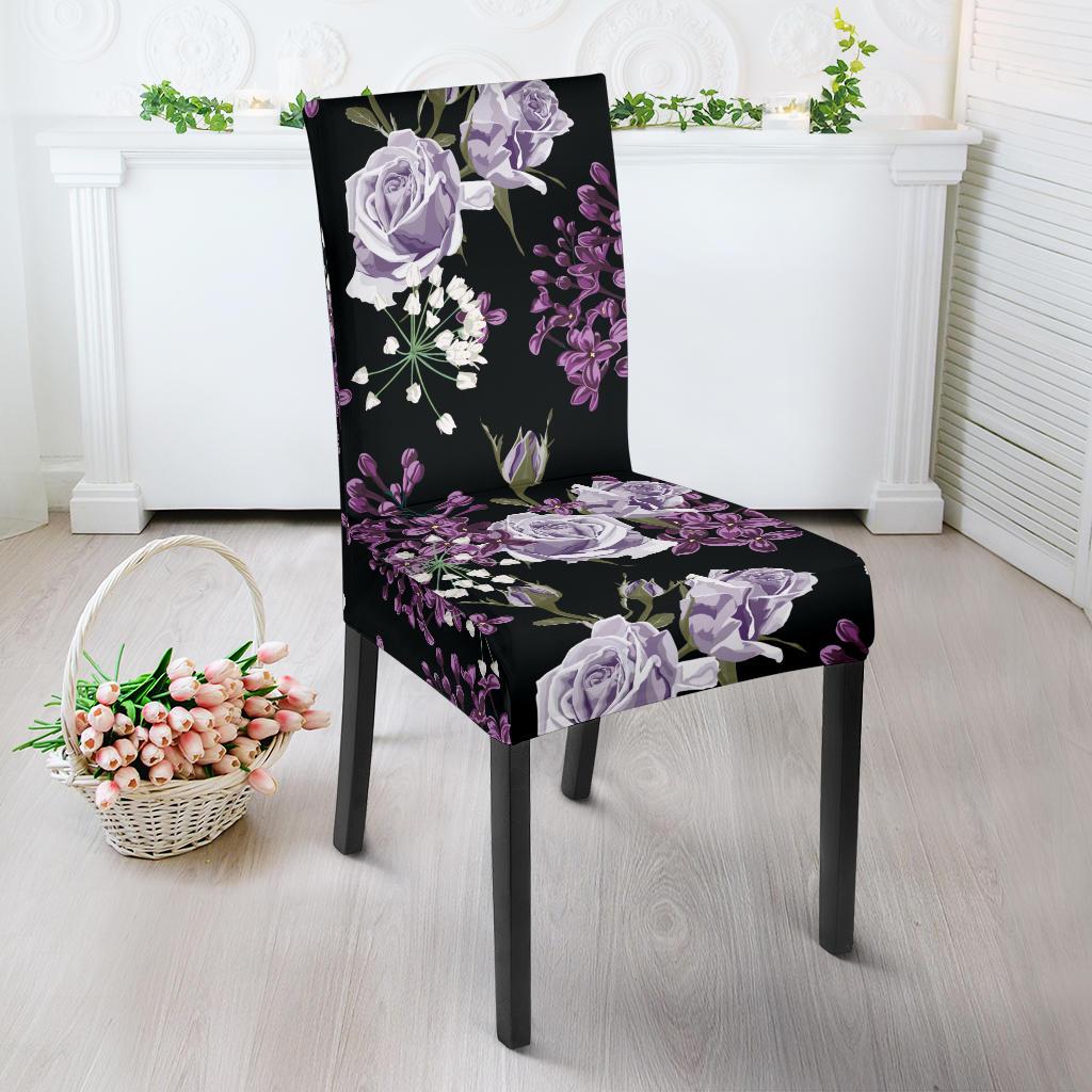 Lilac Pattern Print Design LI04 Dining Chair Slipcover-JORJUNE.COM