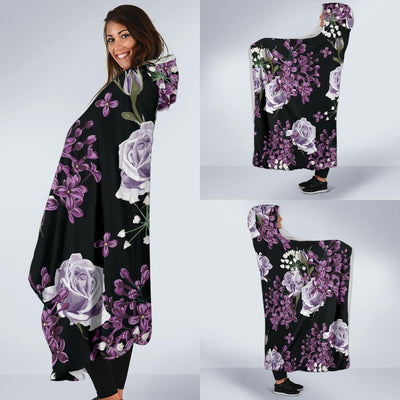 Lilac Pattern Print Design LI04 Hooded Blanket-JORJUNE.COM