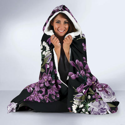 Lilac Pattern Print Design LI04 Hooded Blanket-JORJUNE.COM