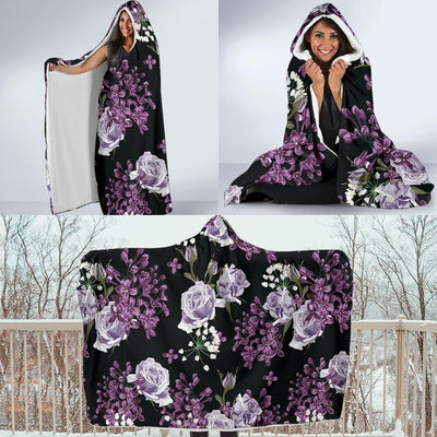 Lilac Pattern Print Design LI04 Hooded Blanket-JORJUNE.COM