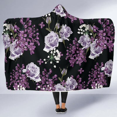 Lilac Pattern Print Design LI04 Hooded Blanket-JORJUNE.COM