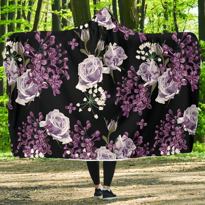 Lilac Pattern Print Design LI04 Hooded Blanket-JORJUNE.COM