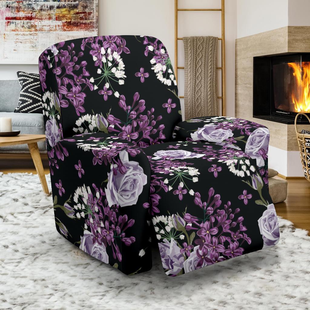 Lilac Pattern Print Design LI04 Recliner Slipcover-JORJUNE.COM