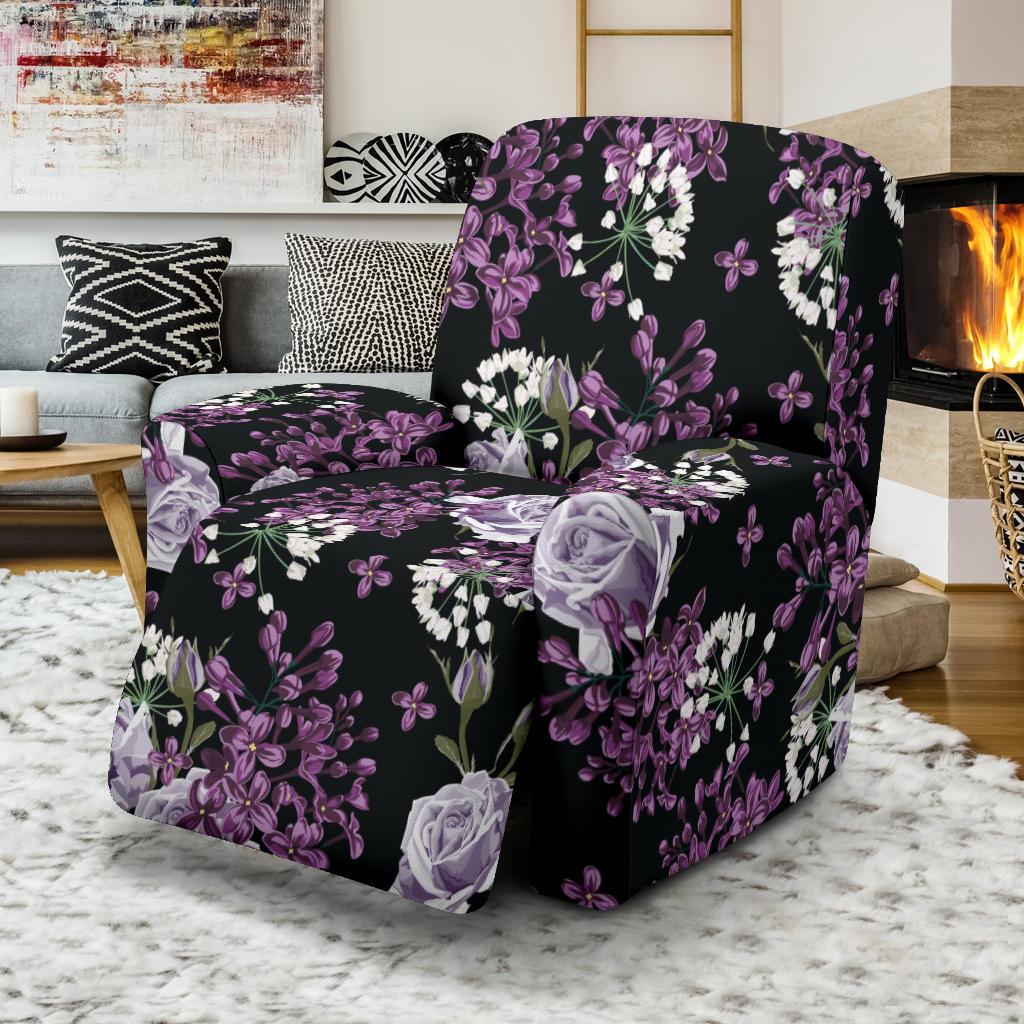 Lilac Pattern Print Design LI04 Recliner Slipcover-JORJUNE.COM