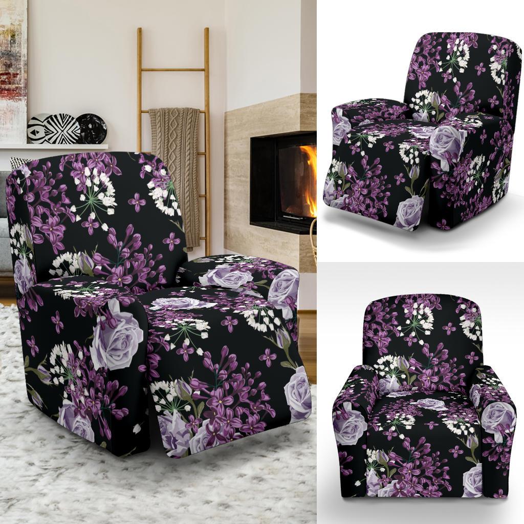 Lilac Pattern Print Design LI04 Recliner Slipcover-JORJUNE.COM